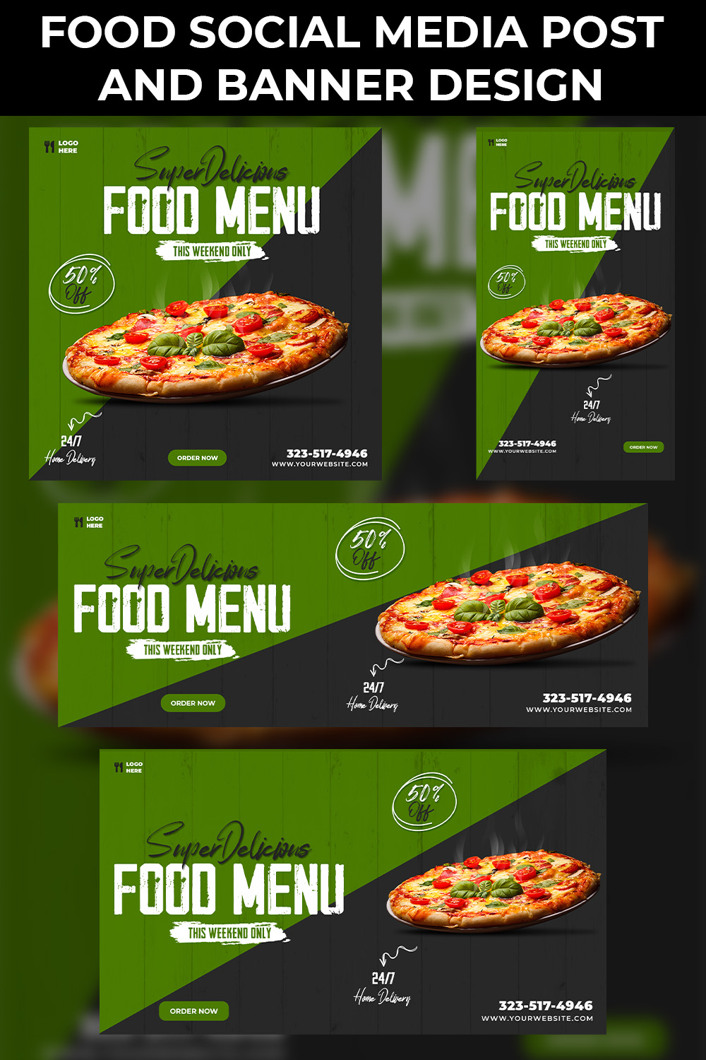 Food Social Media Post And Banner Design Template pinterest image.