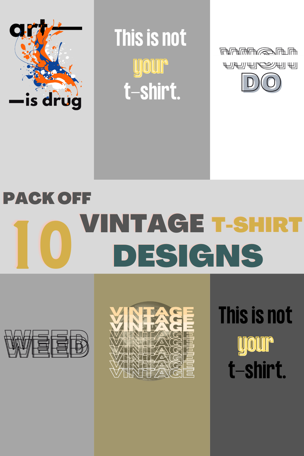Vintage T-Shirt Typography Designs pinterest image.