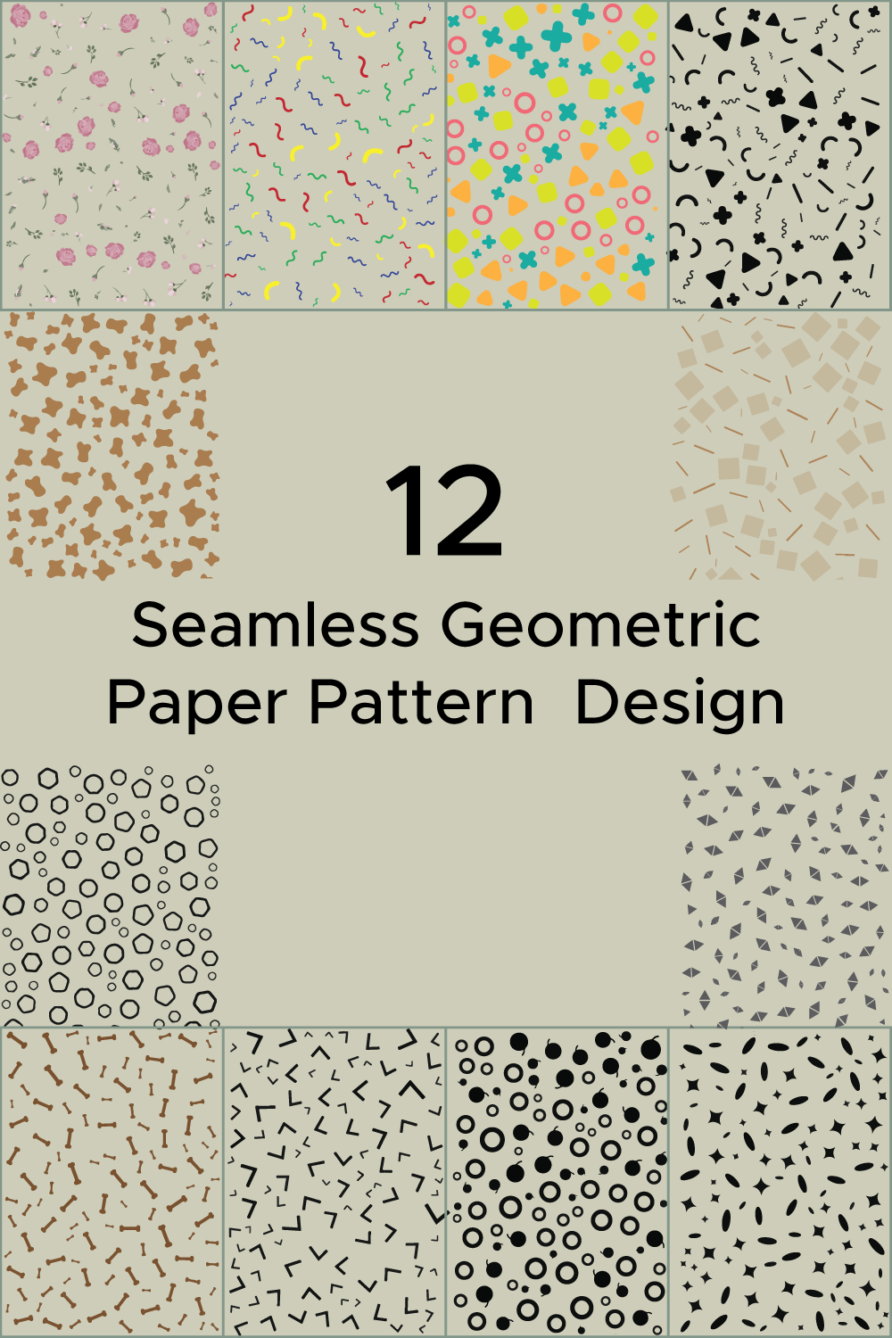 Geometric Seamleass Paper Pattern Design pinterest image.