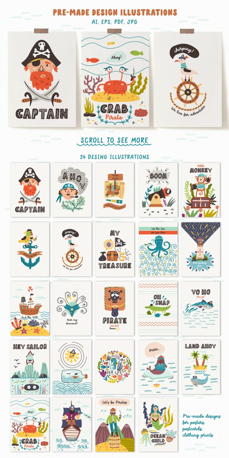Pirates Ahoy: Clipart & Treasure Map – MasterBundles