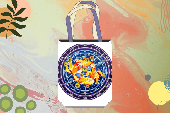 Classic white co bag with the pisces astrology illustration.