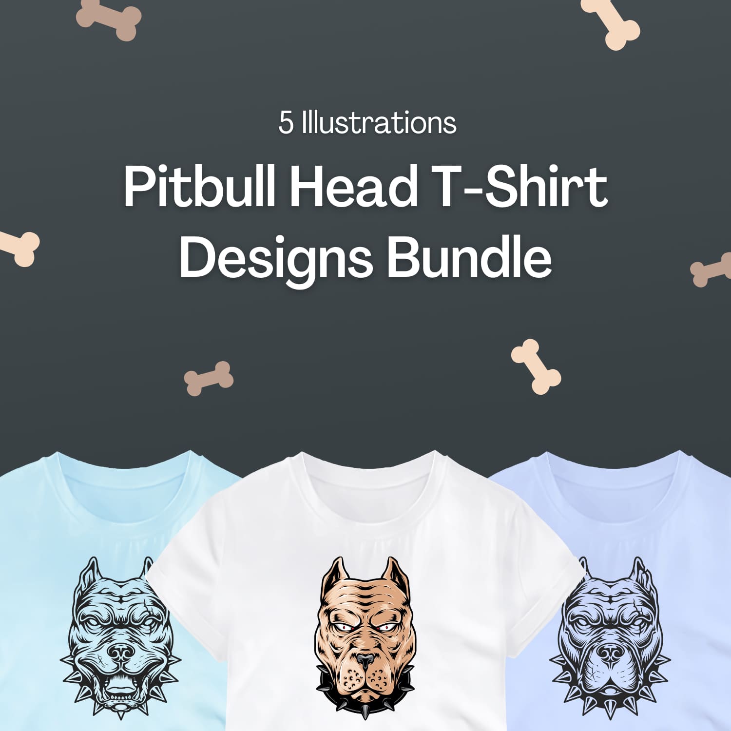 Pitbull Head Svg T-shirt Designs Bundle.