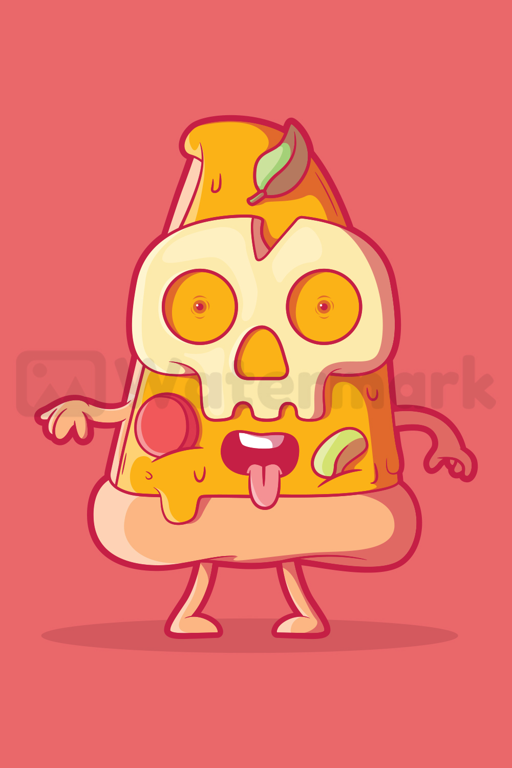 Skull Pizza Illustration pinterest image.