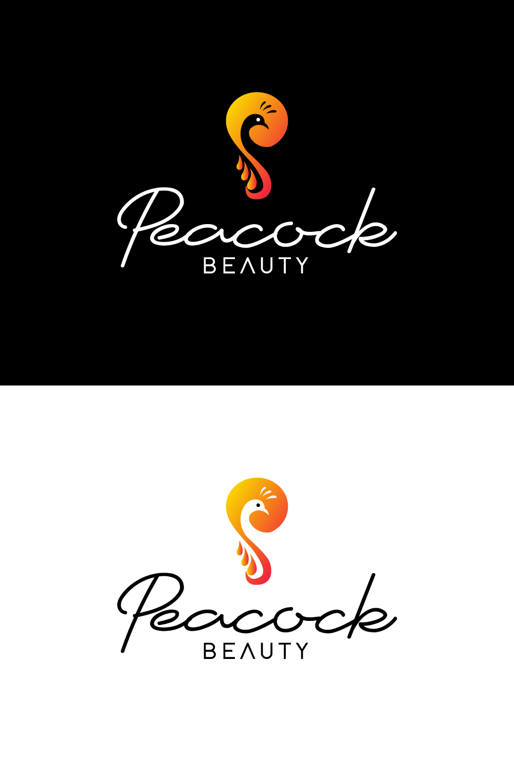 Peacock Beauty Logo Vector Template pinterest image.