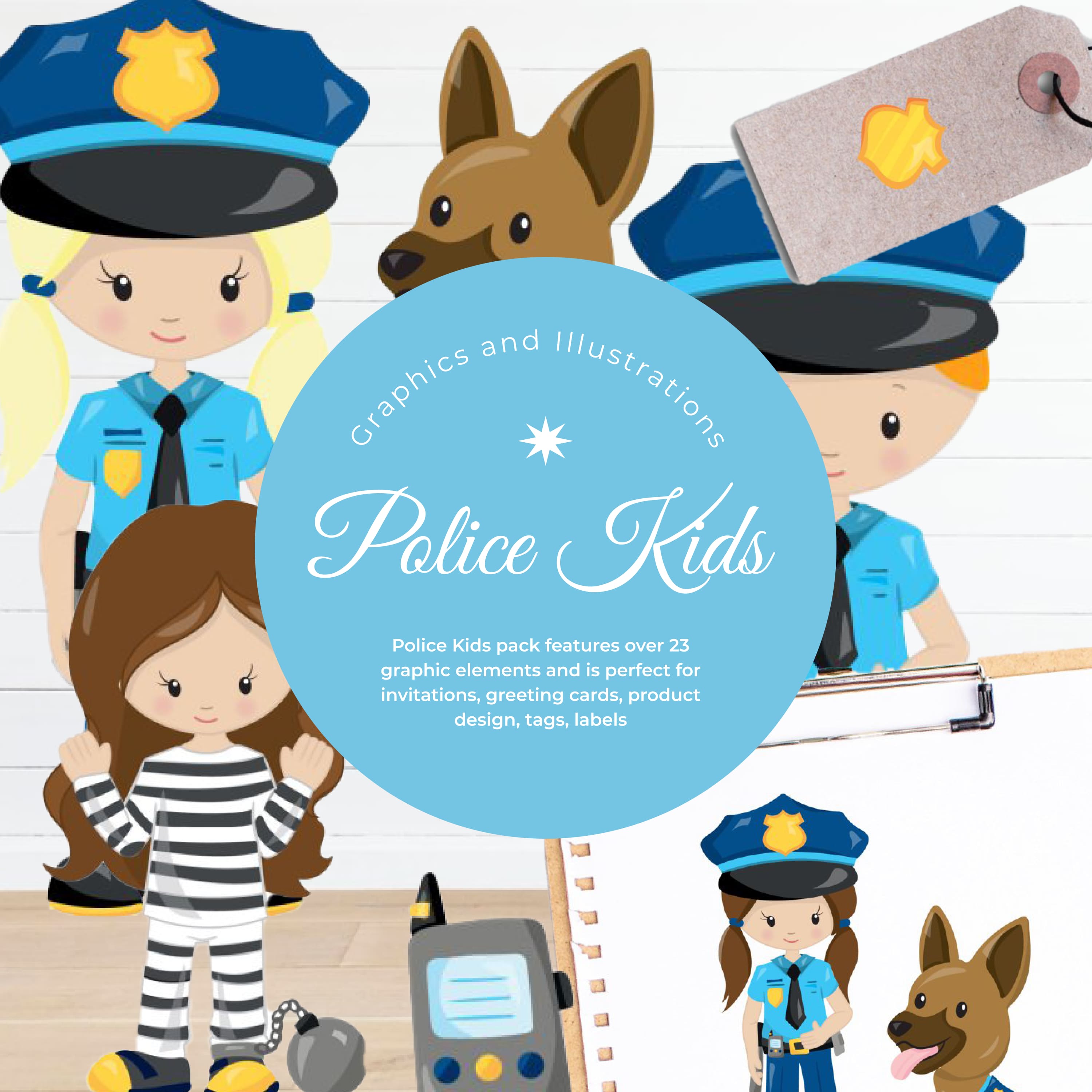 Police Kids Graphics And Illustrations.