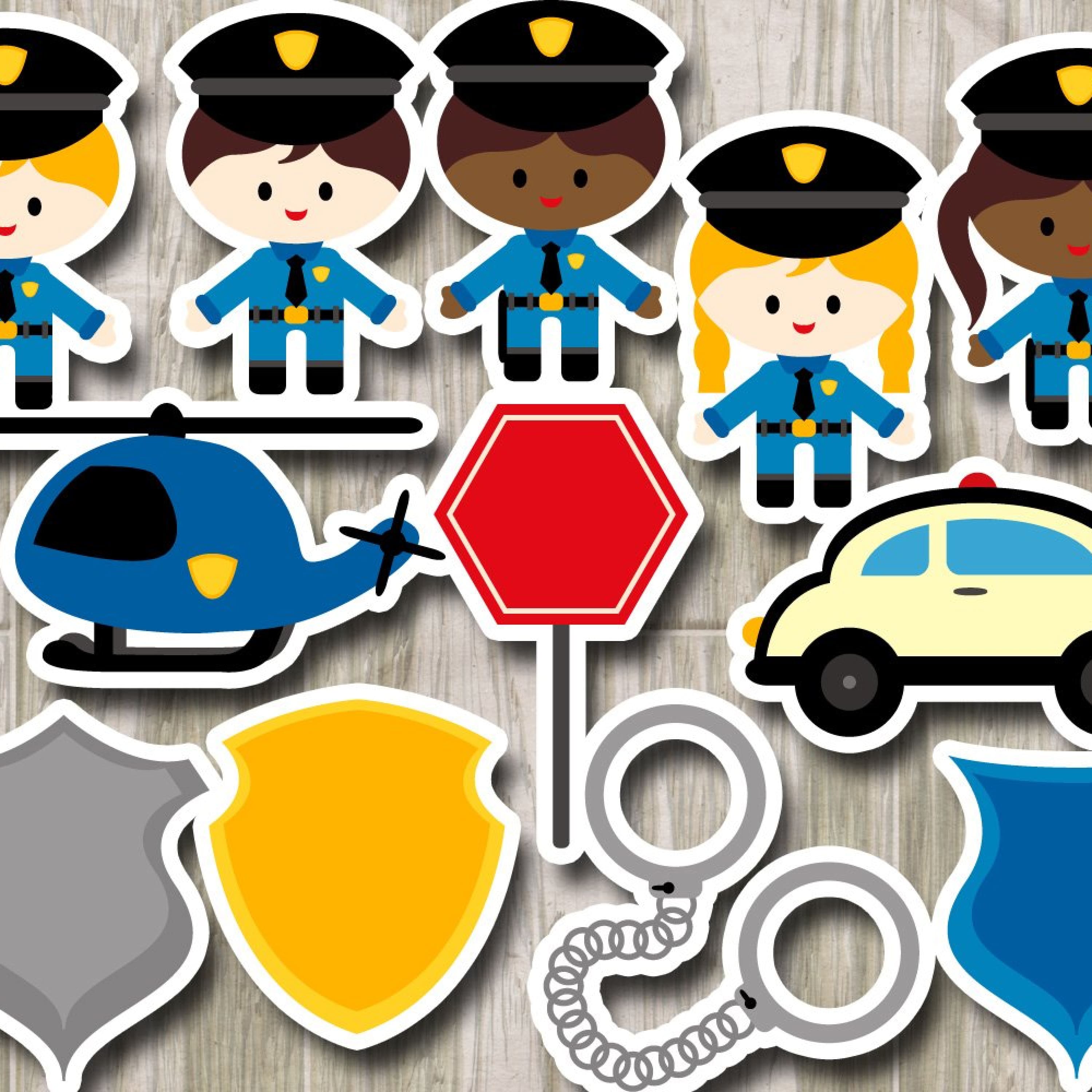 Police Officer - Policeman, Police Woman, Badges Graphics Cover.