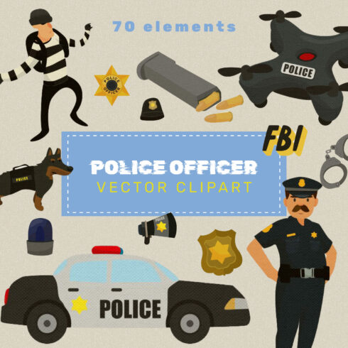 Police Officer Vector Clipart and Seamless Pattern.