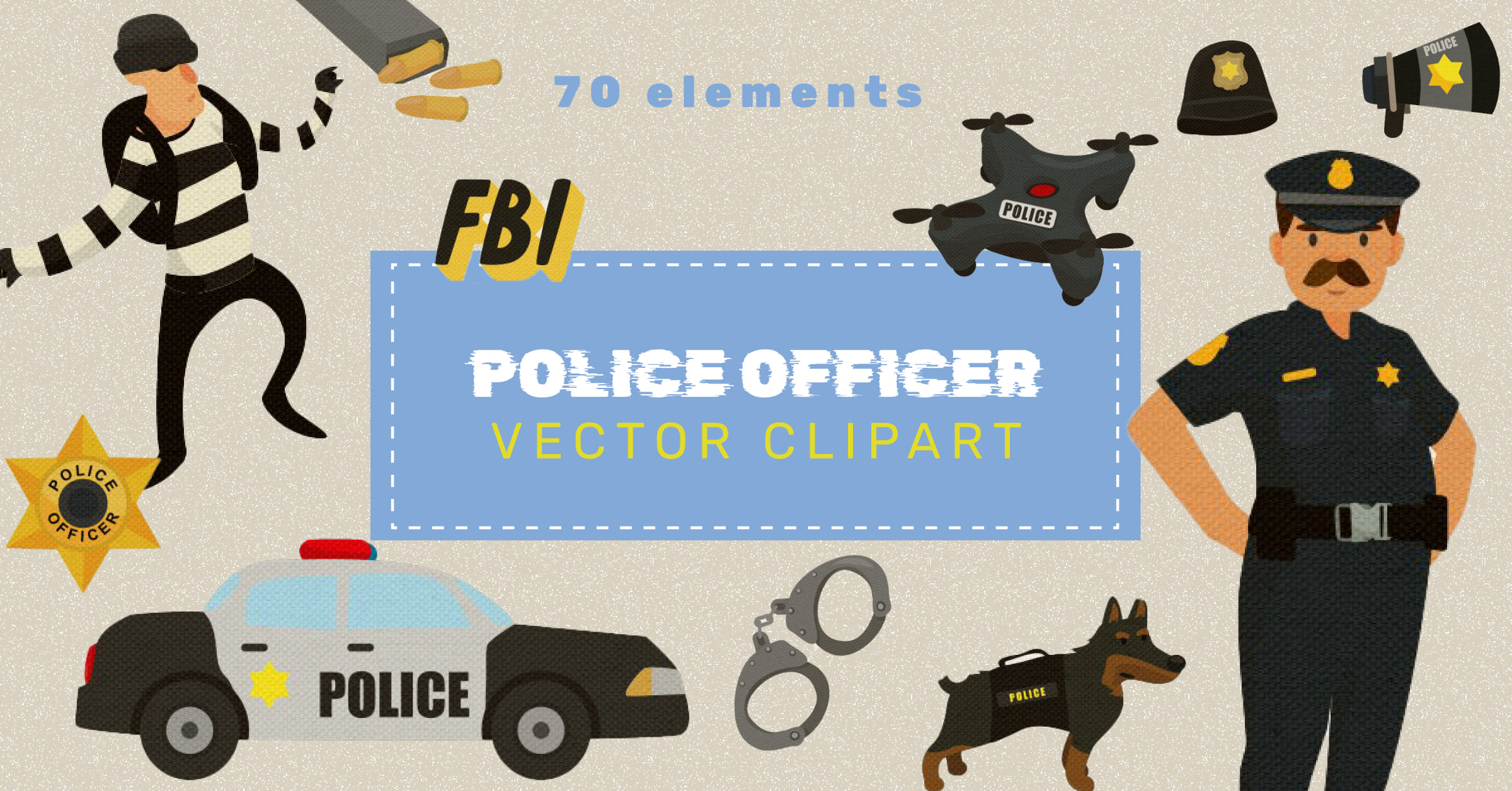 Police Officer Vector Clipart and Seamless Pattern - Facebook.
