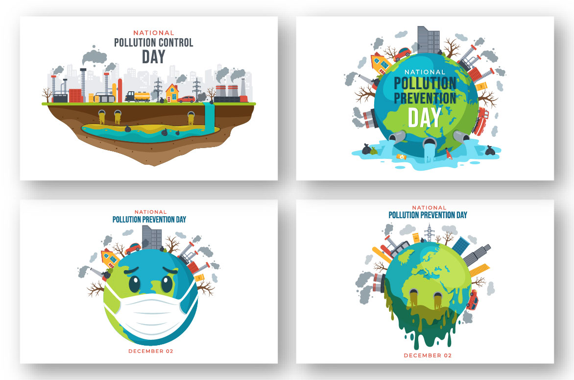 15 National Pollution Prevention Day Illustration collection.