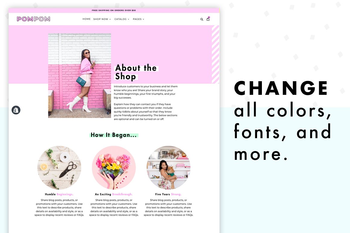 An image of the marvelous Shopify theme in pink colors.