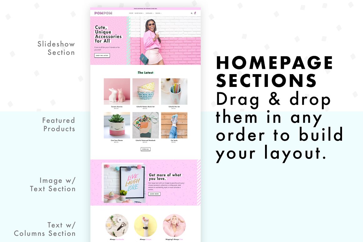 An image of an irresistible Shopify theme in pink colors.