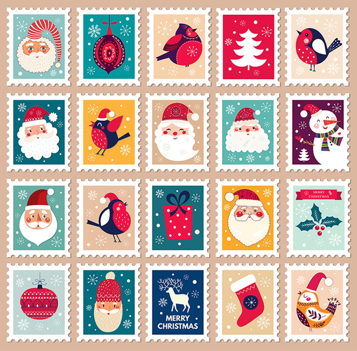 Cool postage collection in a Christmas style.