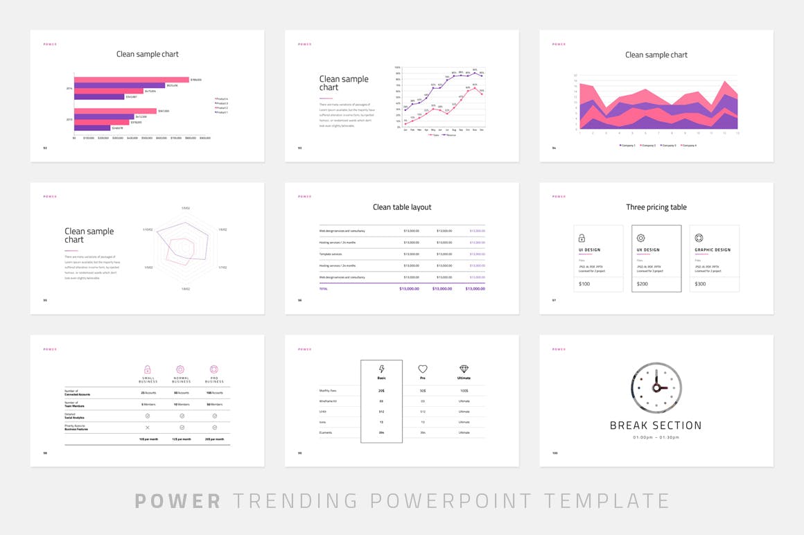 Collection of images of gorgeous presentation template slides.