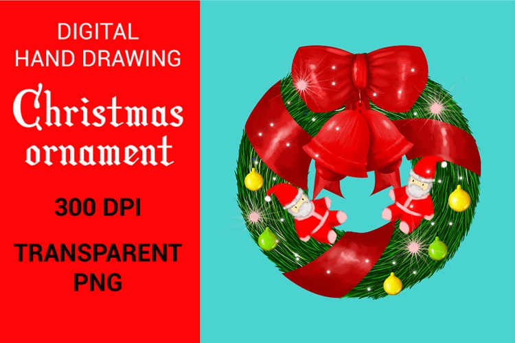 Digital Hand Drawing Christmas Ornament facebook image.