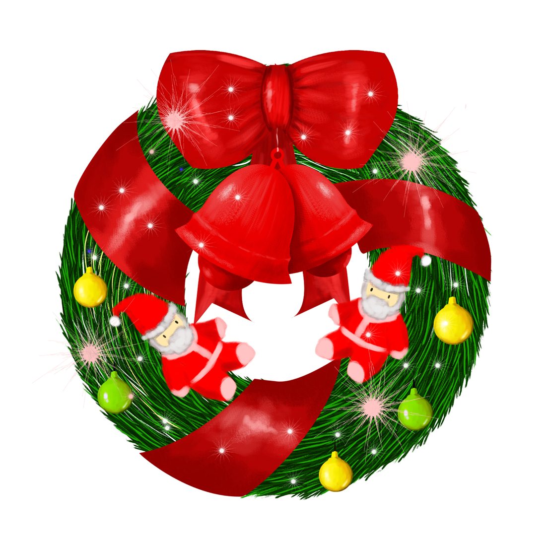 Digital Hand Drawing Christmas Ornament preview image.