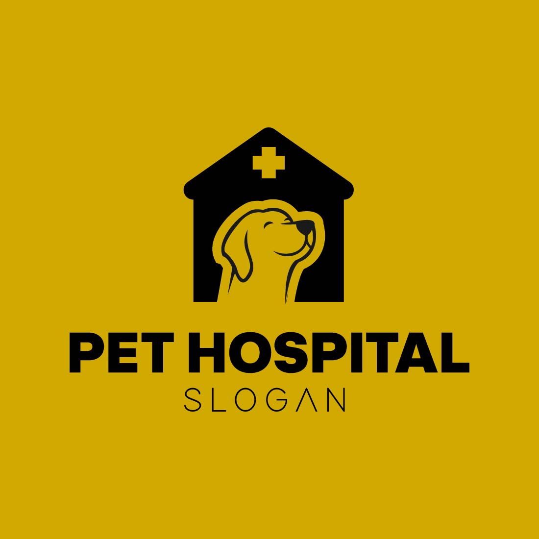 Pet Hospital Logo Vector yellow preview.