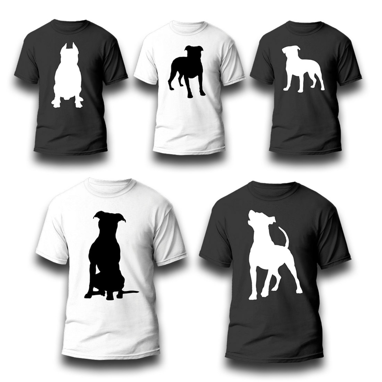 Pitbull Silhouettes T-Shirt Designs Bundle cover image.