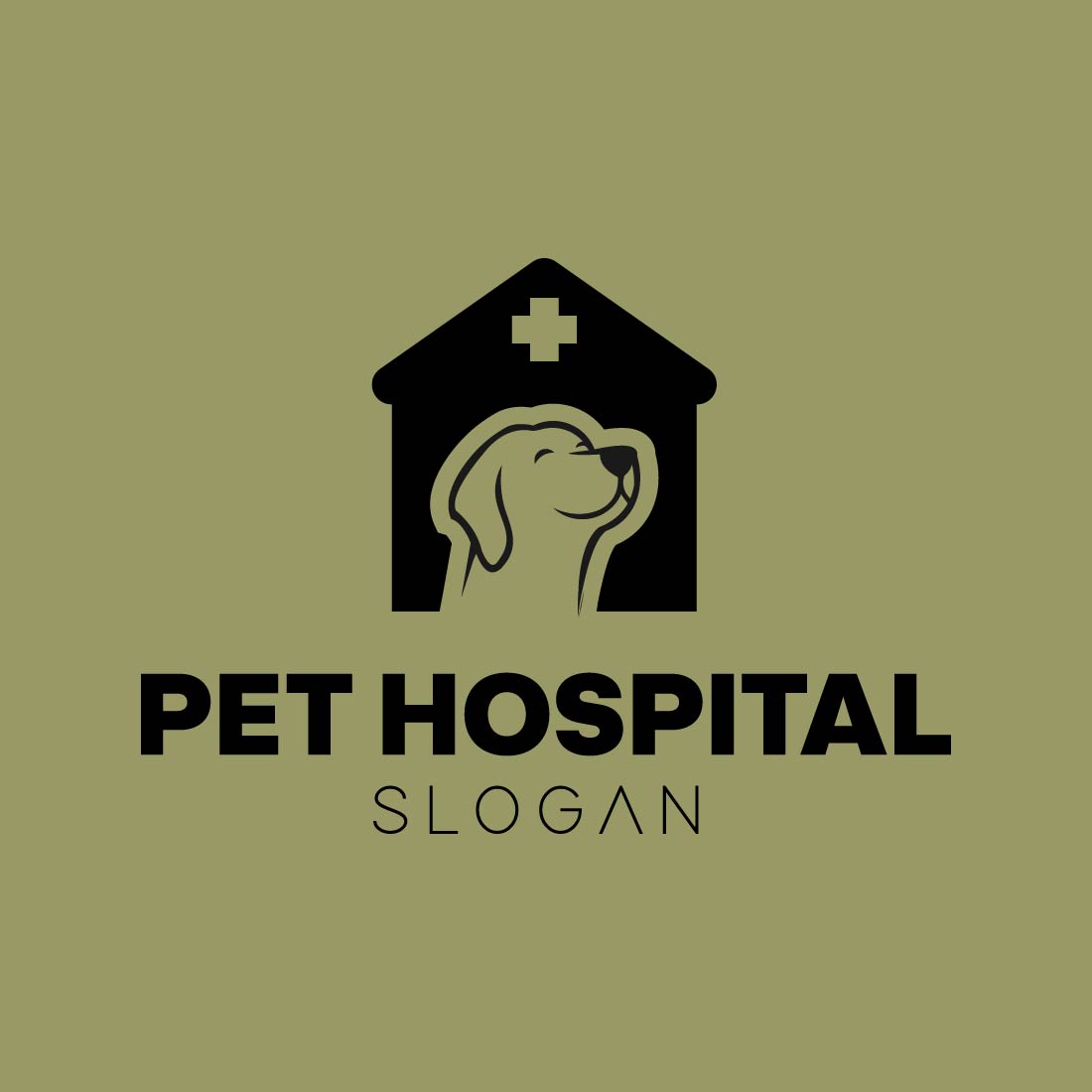 Pet Hospital Logo Vector green preview.