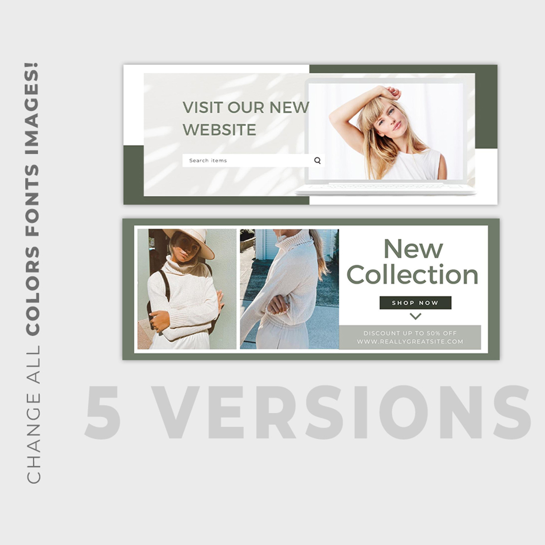 Pack Off 5 Web Banners Templates facebook image.