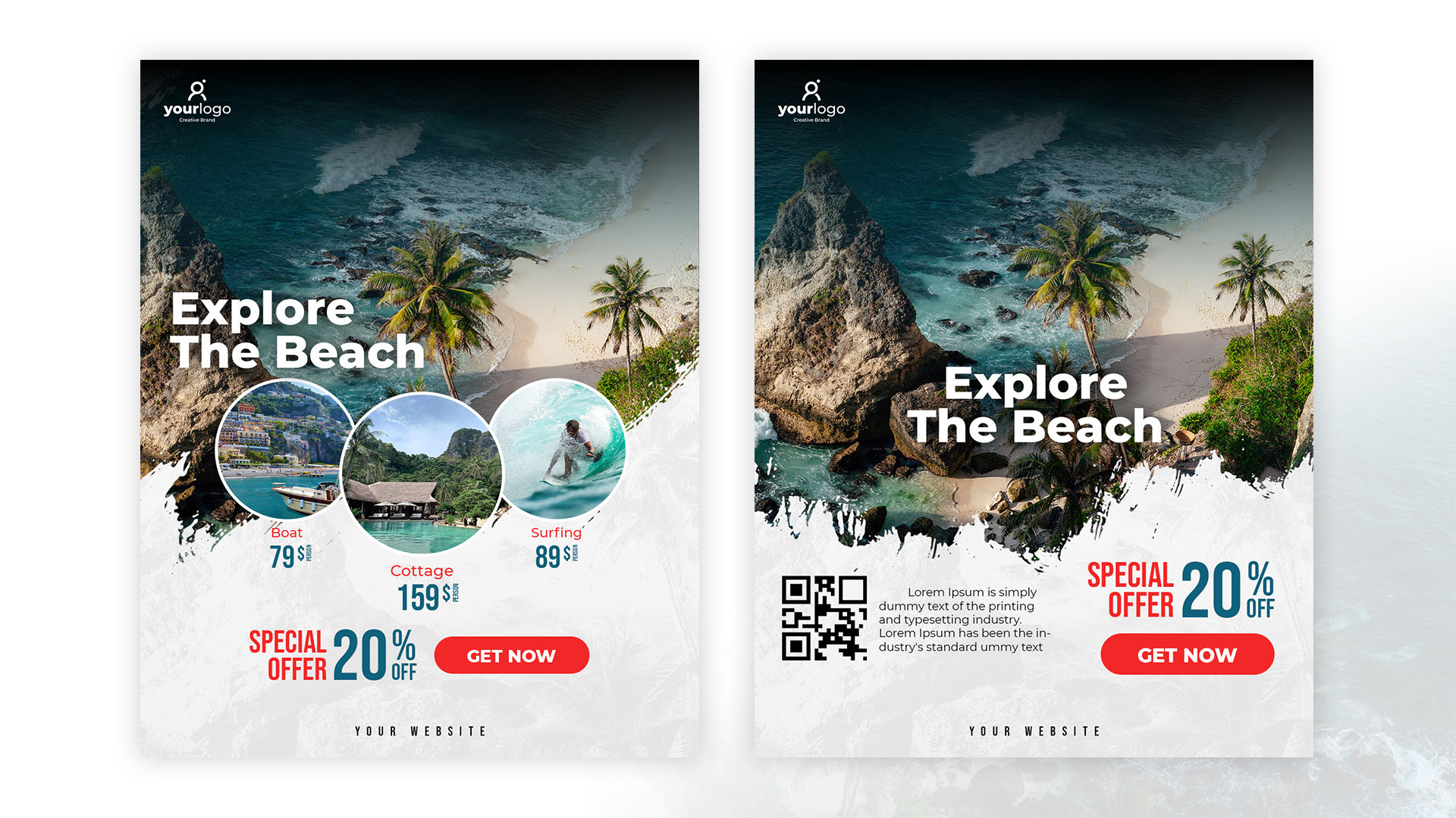 Explore the Beach Social Media Banner Design Bundles preview image.