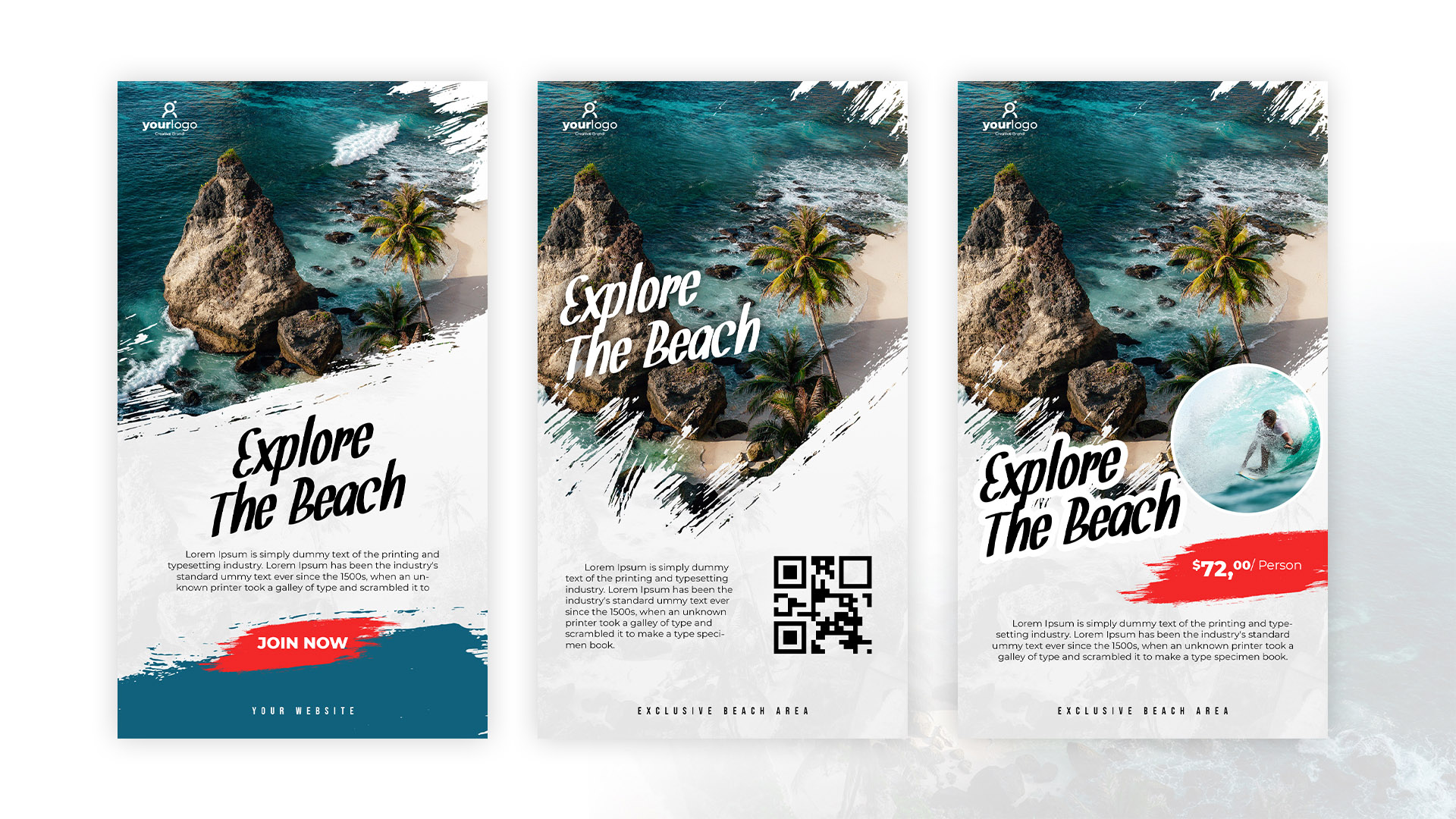 Fantastic Beach Social Media Banner Design Bundles preview image.