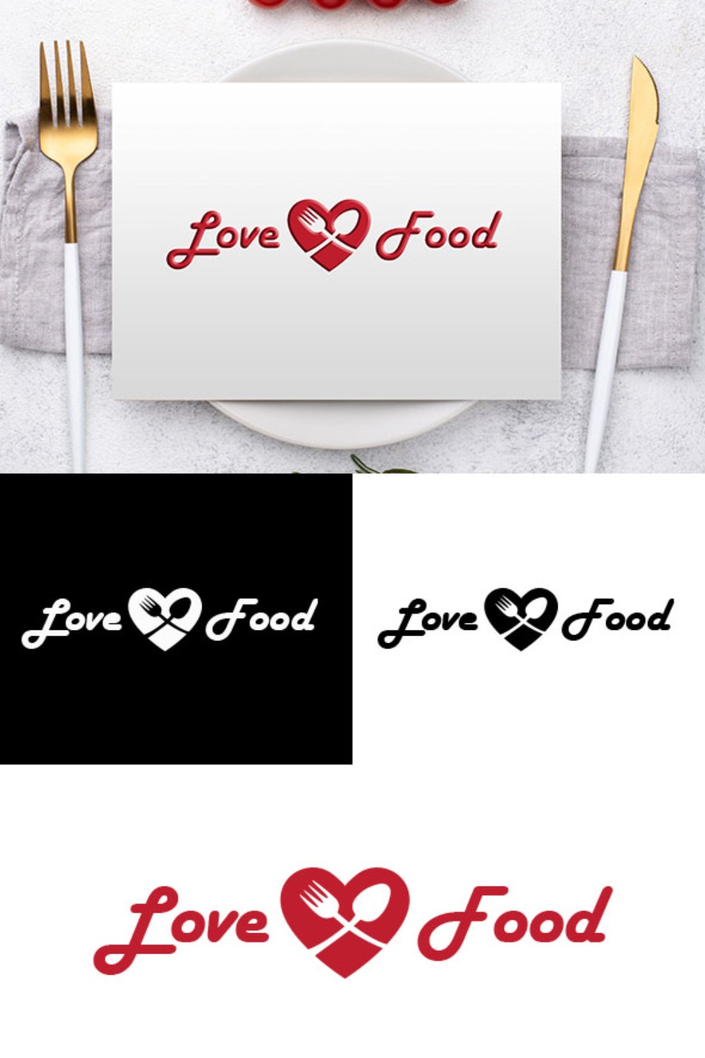 Food Love Vector Logo Template pinterest image.