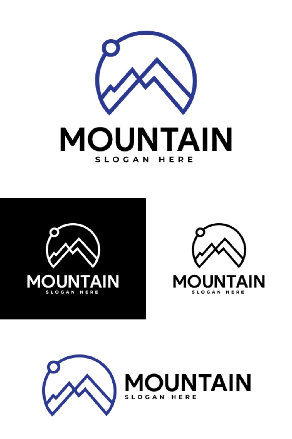 Mountain Line Art Vector Illustration Logo Design pinterest image.