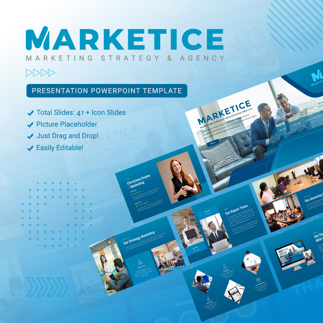 Marketing Strategy Google Slides Template cover image.
