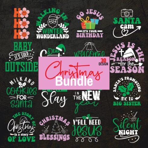 Christmas Quotes Design Bundle cover image.