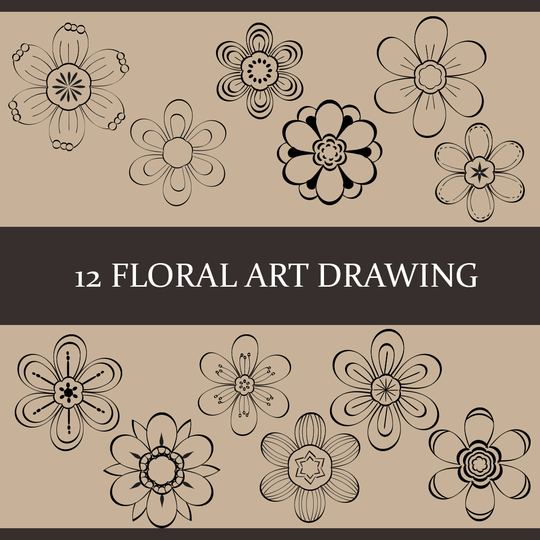 Floral Art Drawing With Line-Art cover image.