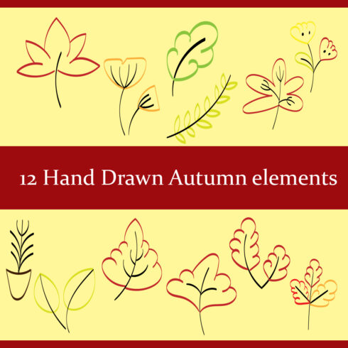 12 Hand Drawn Autumn Elements - Only $5 cover image.