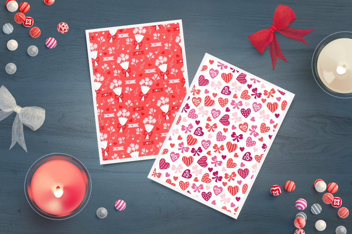 Two cards with the hearts.