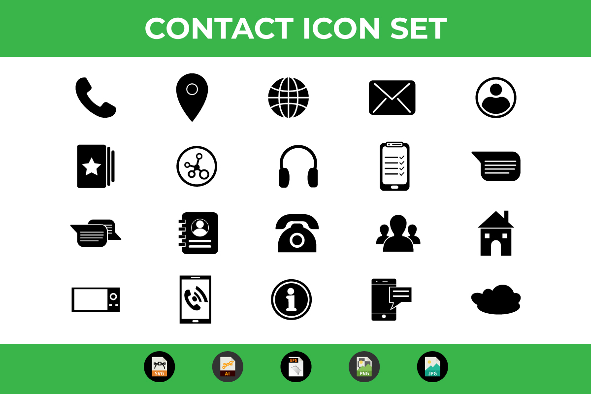 Awesome icons on white with green background.