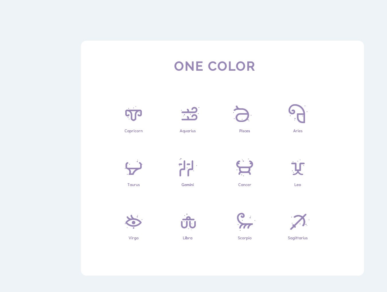 Zodiac icons set in an one color.