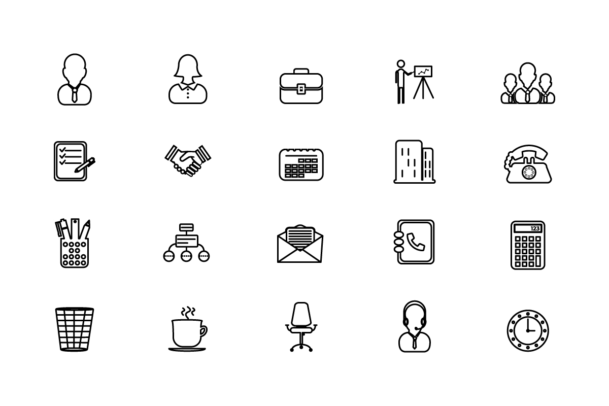 Image of outline icons for business.