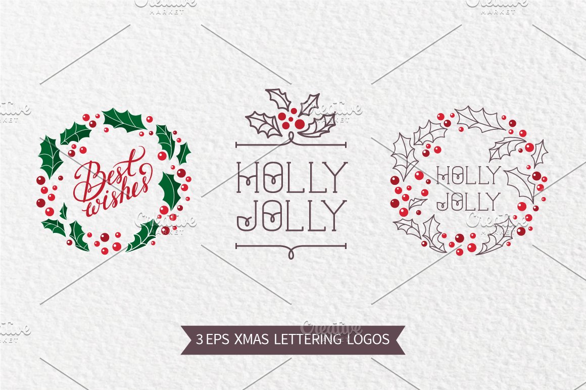 A set of 3 different christmas logo on a gray background.