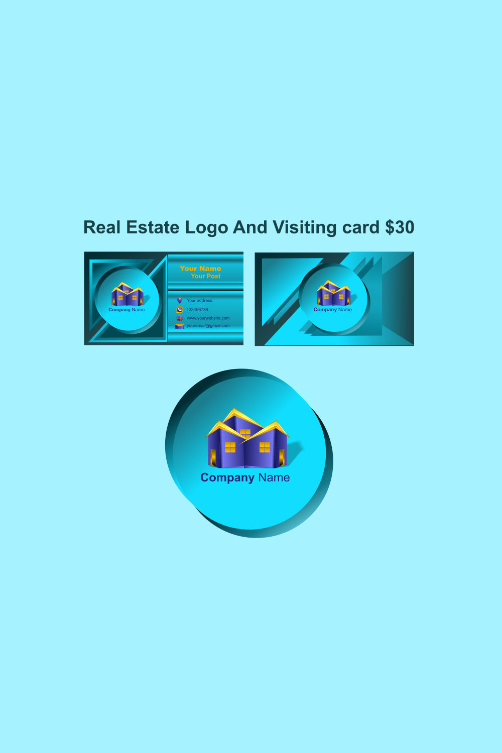 Real Estate Logo and Visiting Card pinterest image.