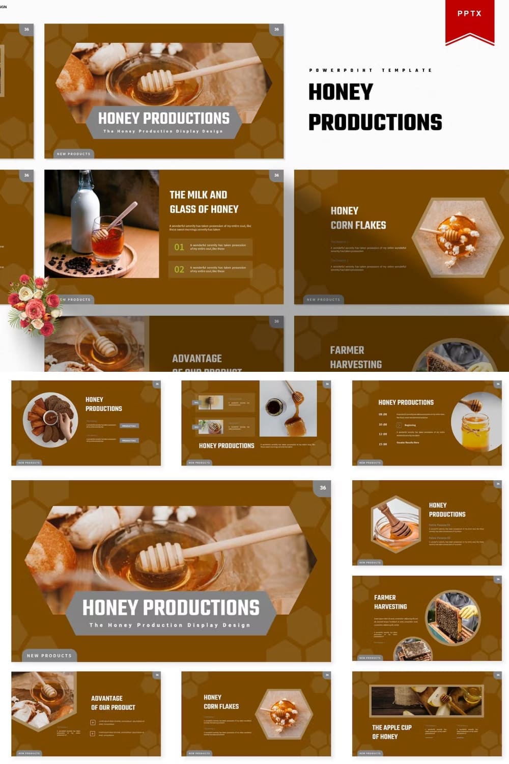 Honey Productions | Powerpoint Template - pinterest image preview.