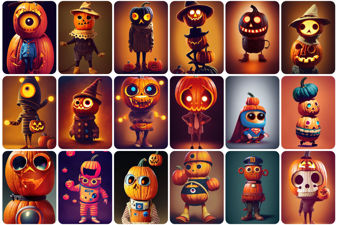 Rare Halloween Graphic Bundle - Anthropomorphic Halloween Graphics, for your unique design.