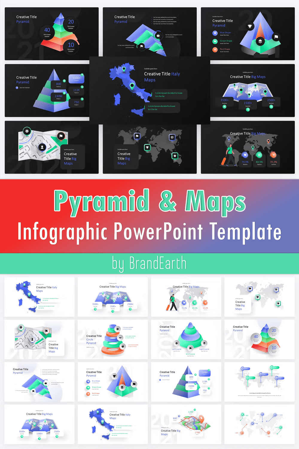 Pyramid & Maps Infographic PowerPoint Template - Pinterest.