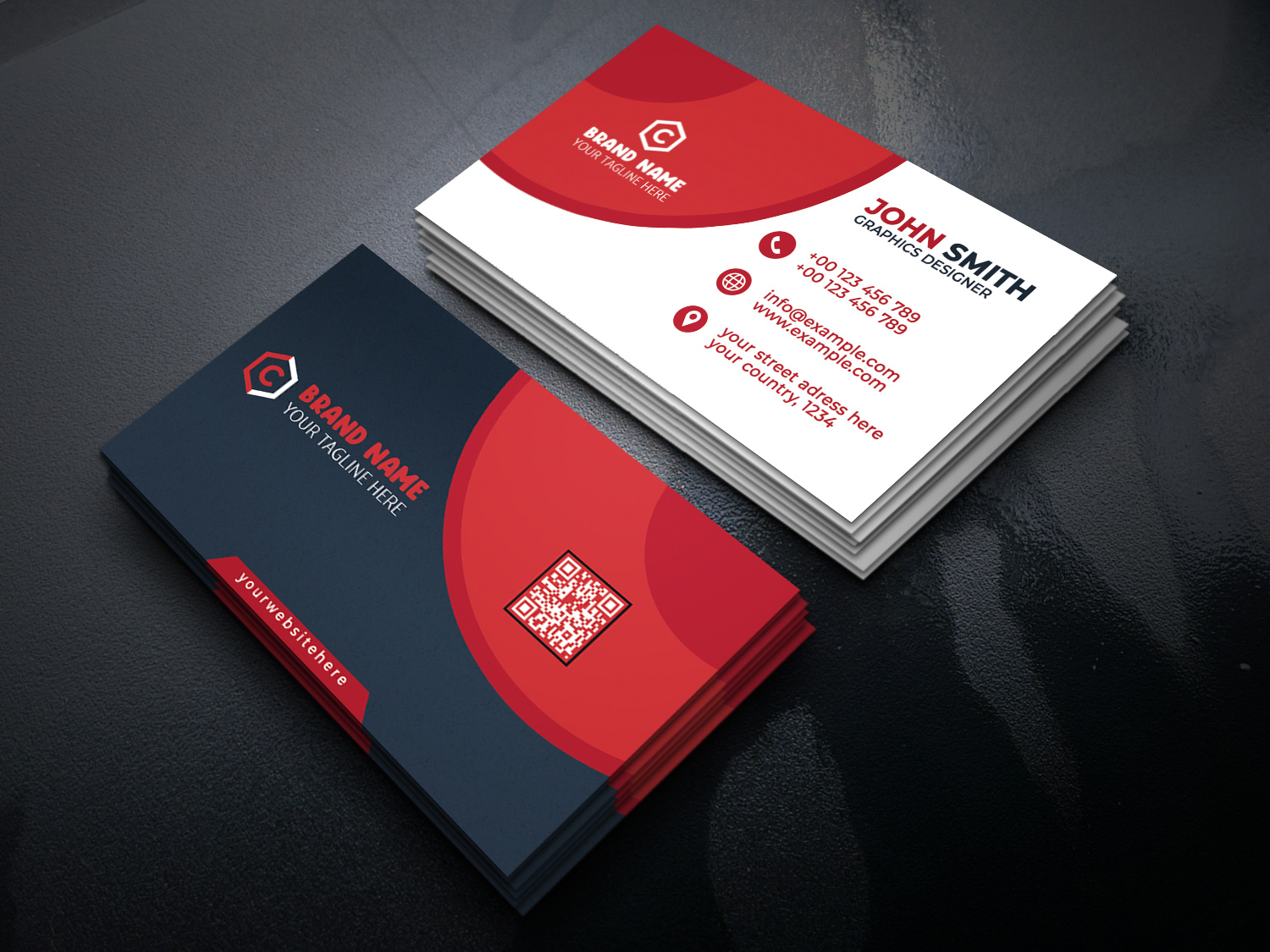 Creative Business Card Red Print Ready preview image.