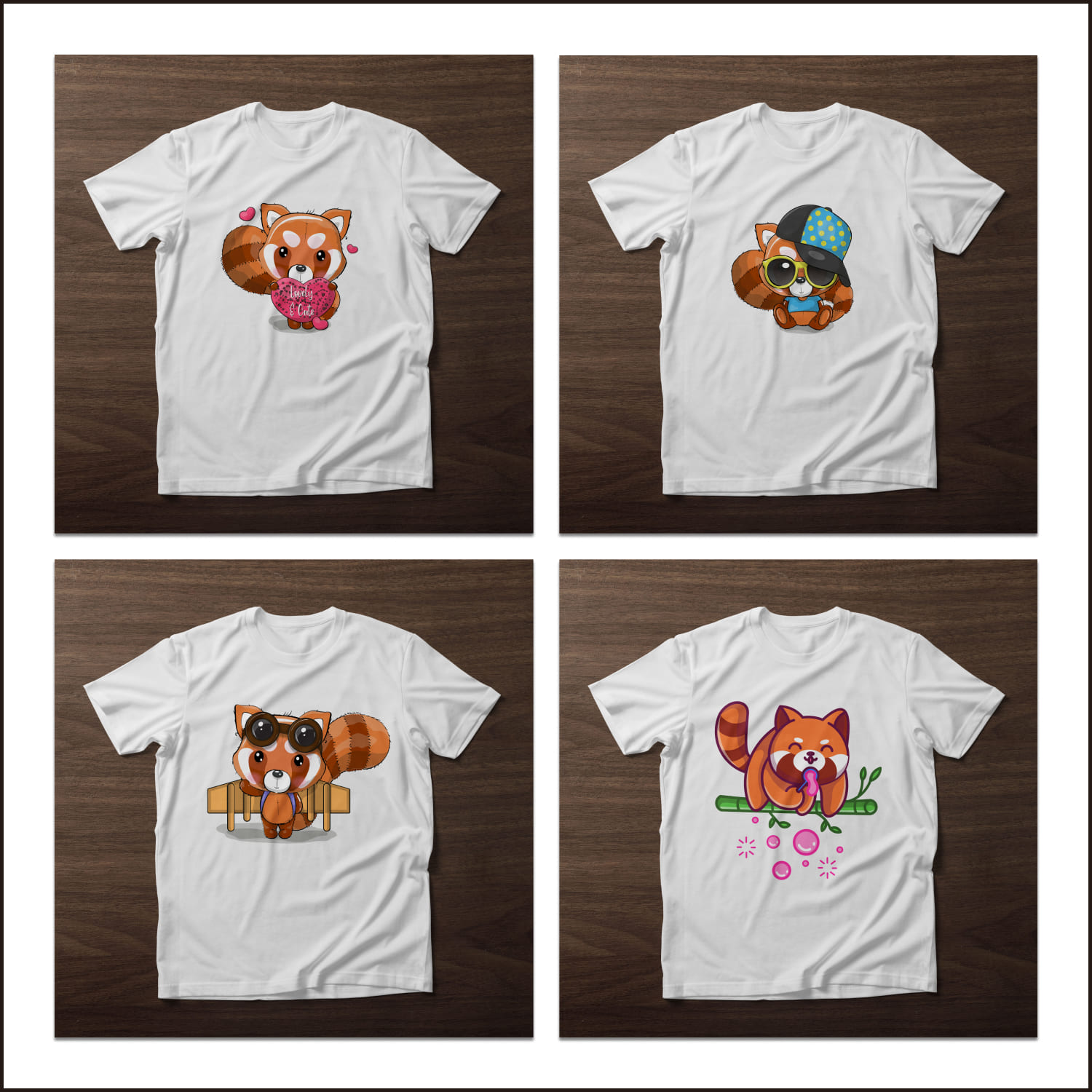 Red Panda Svg T-shirt Designs Bundle Cover.