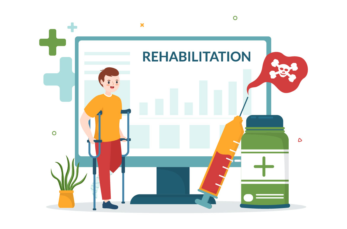 Rehabilitation Design Cartoon Illustration cover image.