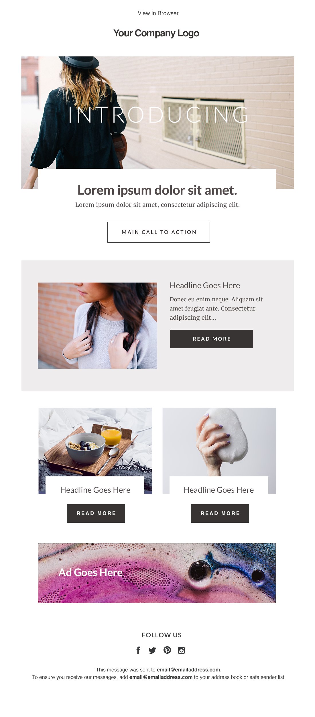 Image of unique email design template for bloggers.