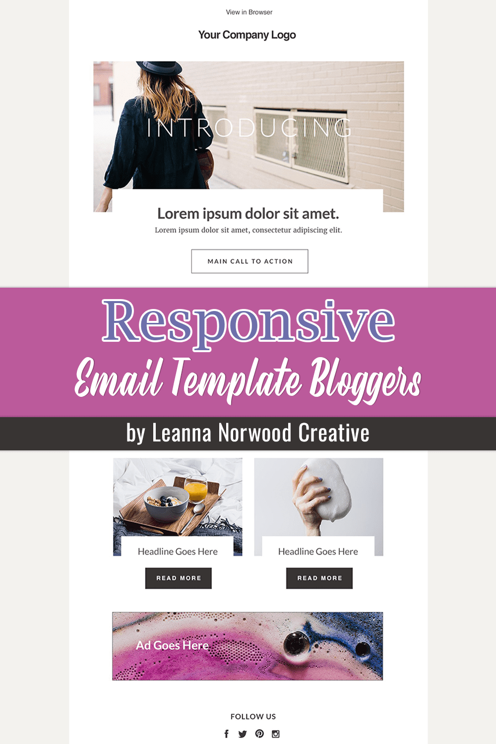An image pack of an amazing email design template for bloggers.