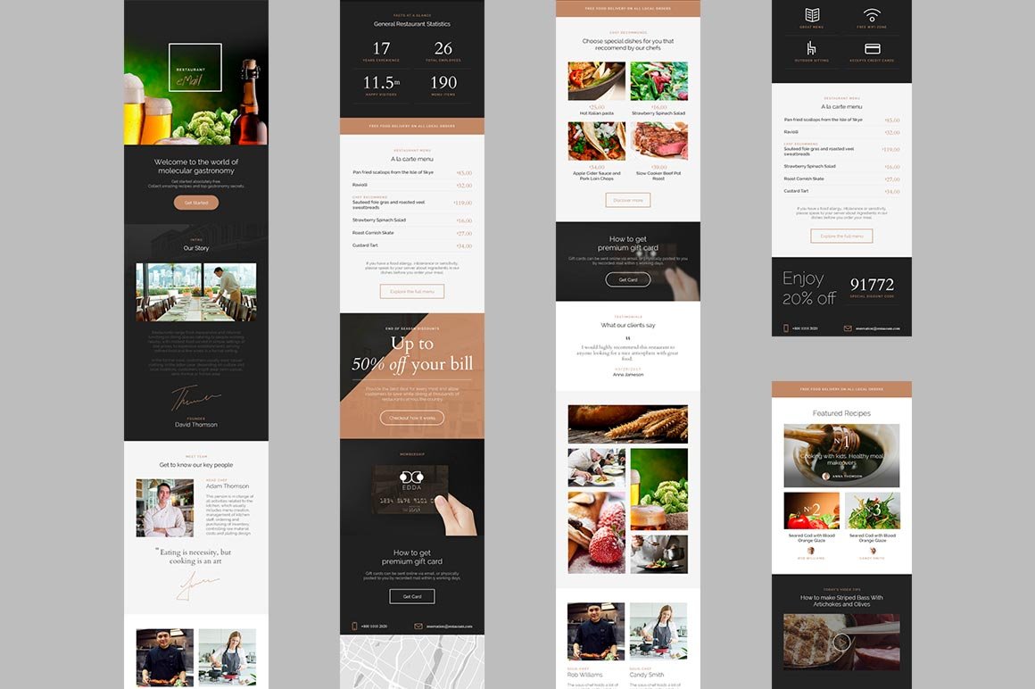 An image pack of a cute restaurant email design template.