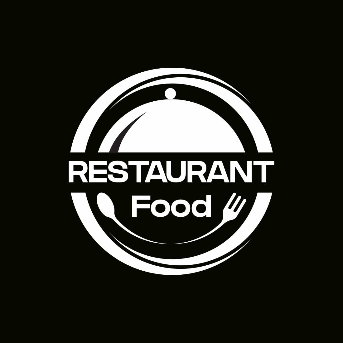 Restaurant Food Black and White Vector Logo Design preview image.