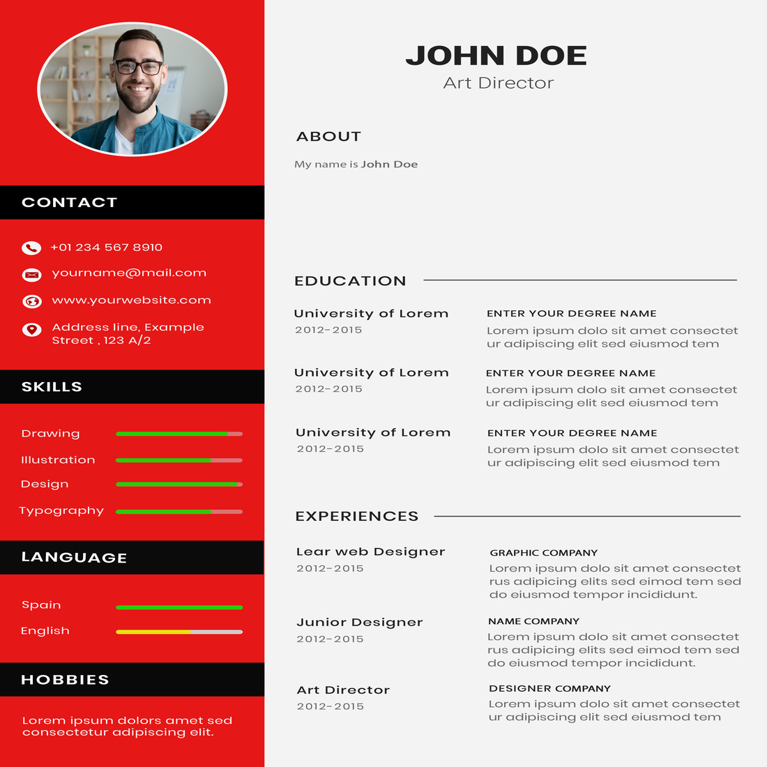 Professional CV Red Templates cover image.