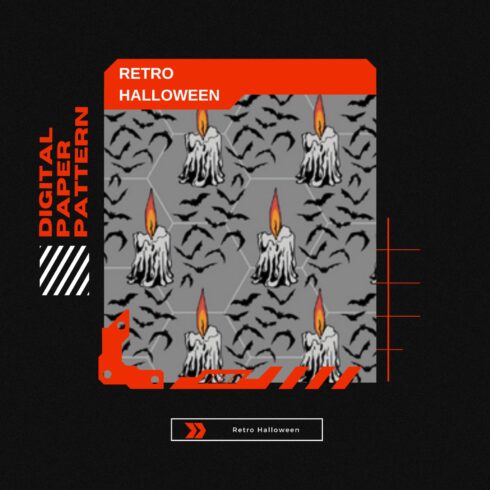 12 Retro Halloween Digital Paper Pattern.