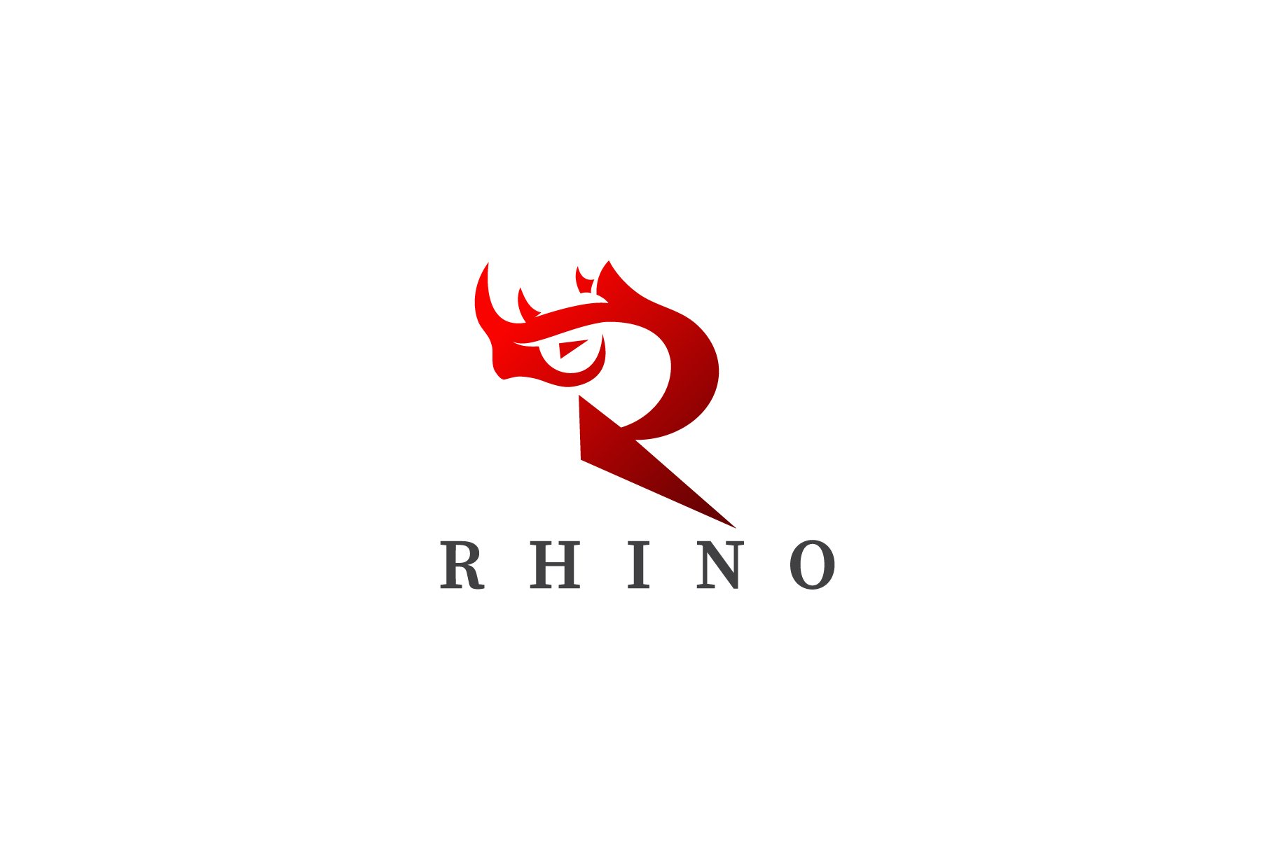 Red rhino logo in an abstract style.
